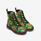 Boots featuring the Folkbloom pattern with colorful floral motifs and vintage-inspired botanical details in an ornate all-over print. Alternative fashion footwear with folk art aesthetic, cottagecore style, maximalist fashion, indie streetwear, whimsical floral artwork, expressive queer friendly fashion, retro-inspired botanical design, artsy alternative shoes, and statement combat boots perfect for festivals, concerts, casual outfits, nature inspired fashion, and everyday alternative wear.