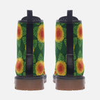 Boots featuring the Folkbloom pattern with colorful floral motifs and vintage-inspired botanical details in an ornate all-over print. Alternative fashion footwear with folk art aesthetic, cottagecore style, maximalist fashion, indie streetwear, whimsical floral artwork, expressive queer friendly fashion, retro-inspired botanical design, artsy alternative shoes, and statement combat boots perfect for festivals, concerts, casual outfits, nature inspired fashion, and everyday alternative wear.