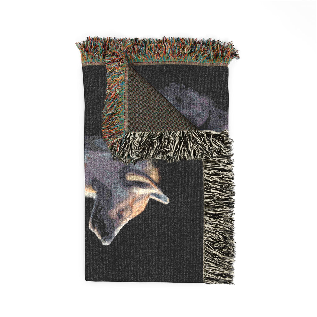Woven blanket featuring illustrated hyena pups in a cozy wildlife-inspired design with warm earthy tones and detailed animal artwork. Soft statement blanket with nature lover aesthetic, safari inspired decor, whimsical wildlife art, maximalist home decor, indie illustration style, cozy cottagecore vibe, and expressive alternative decor perfect for bedrooms, reading nooks, couches, gifts, and colorful eclectic living spaces.