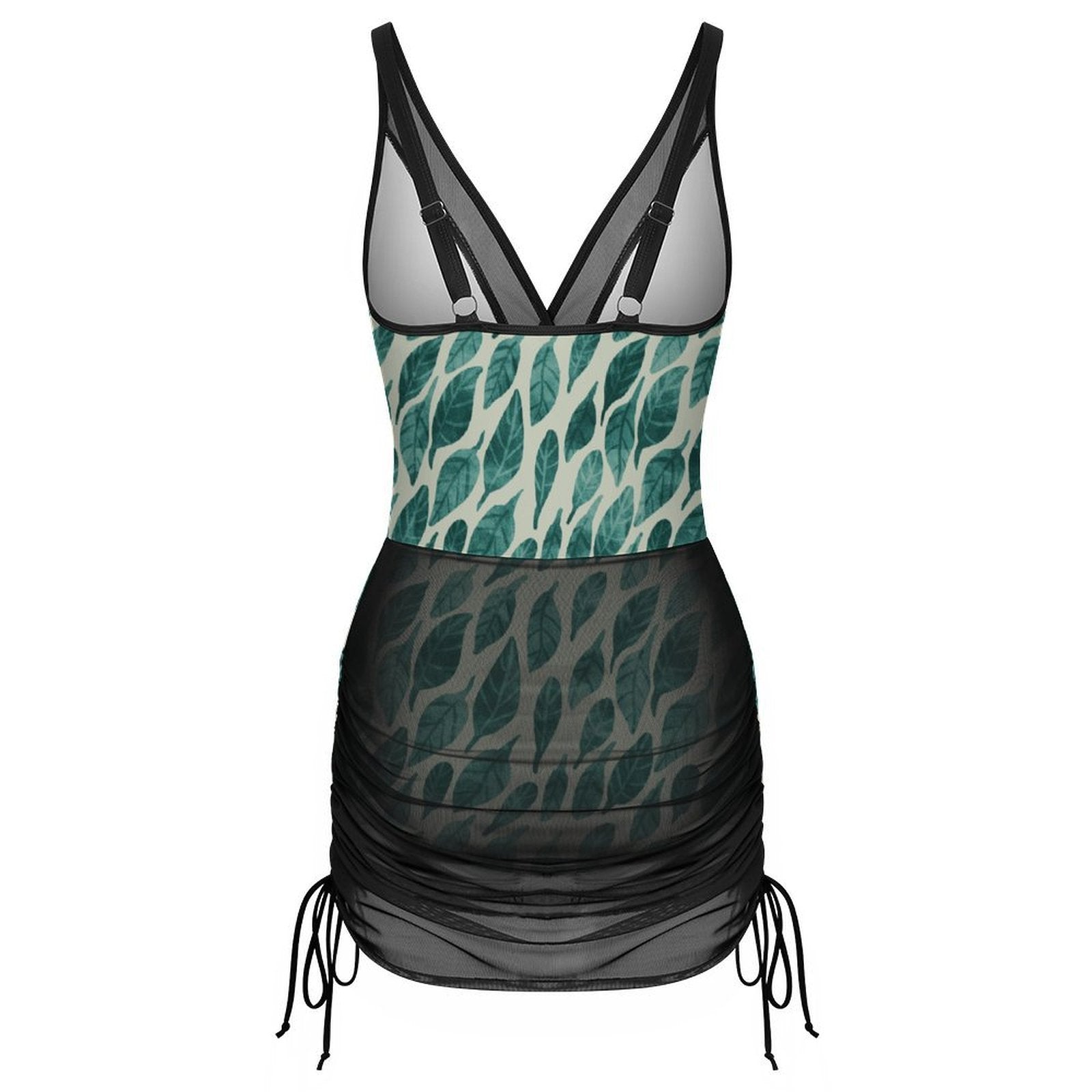 Leaf Drift Light One-Piece Swimsuit with Skirt