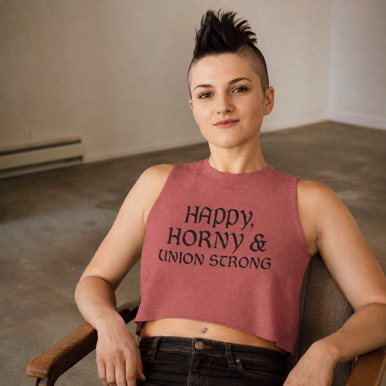 Happy, Horny & Union Strong Crop Top