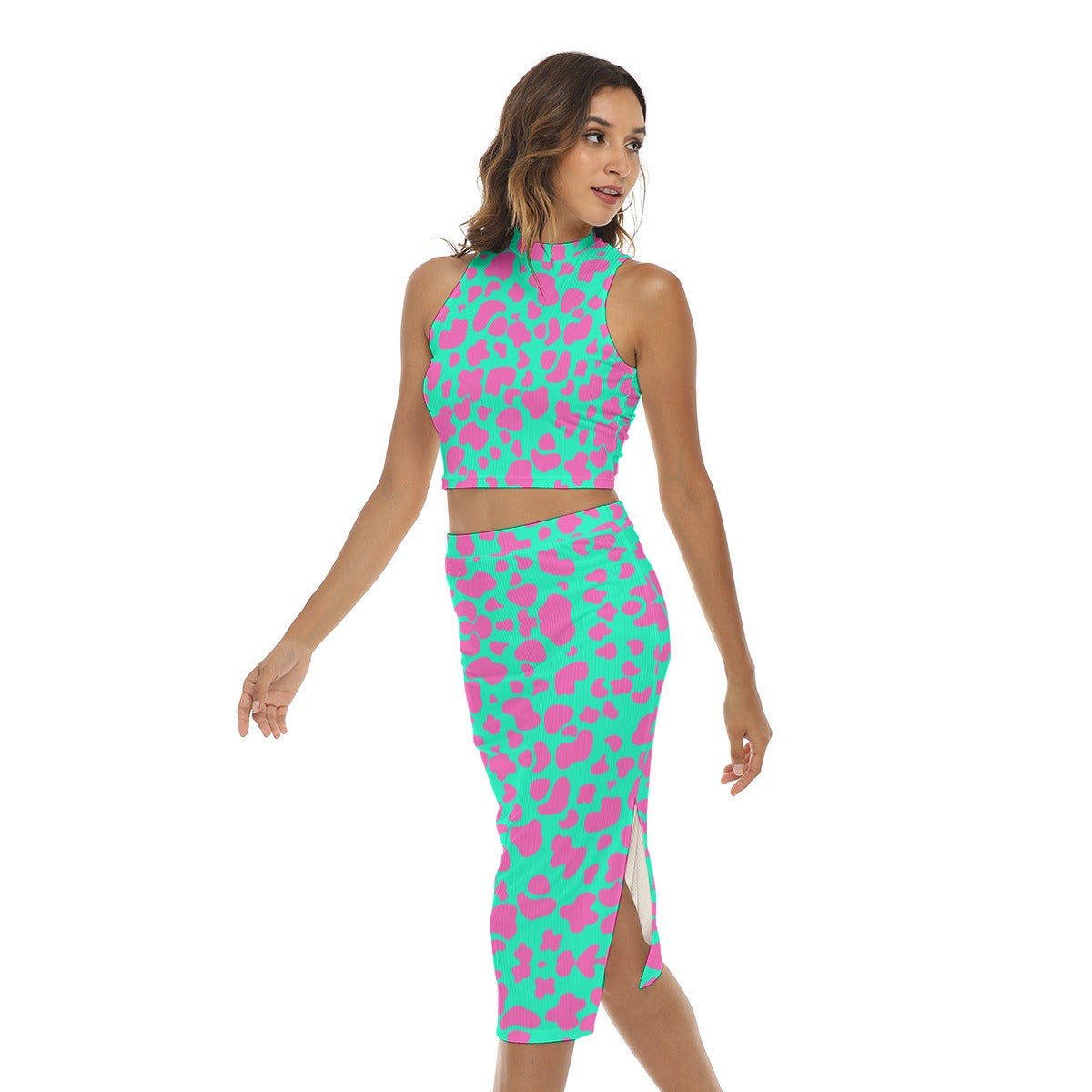 Bubblegum Cow Top and Skirt Set