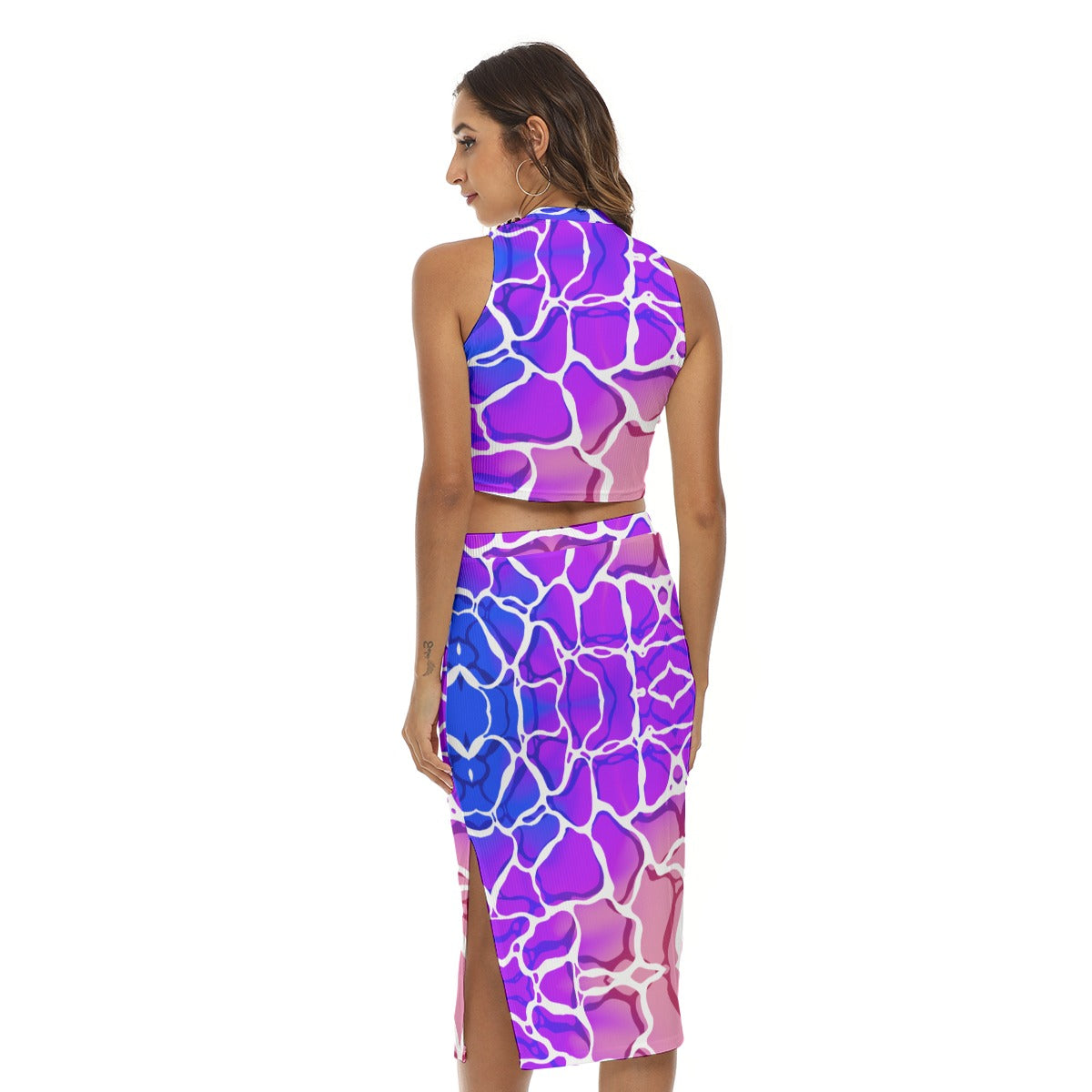 Bisexual Lighting Waterscape Top and Skirt Set