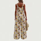 Winding Bloom in Wheatfield Wide-Leg Jumpsuit