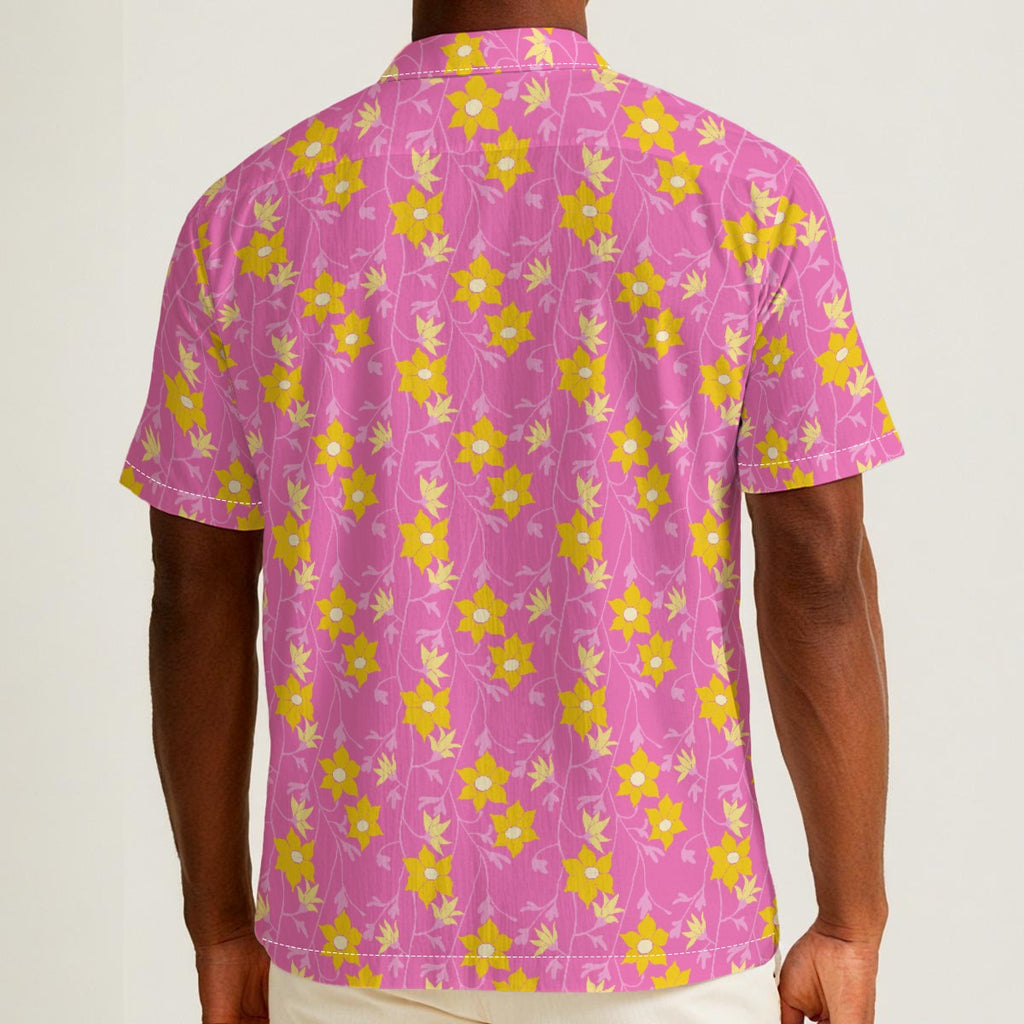 Winding Bloom in Lemon Taffy Button Down Shirt