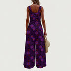 Winding Bloom in Velvet Hex Wide-Leg Jumpsuit