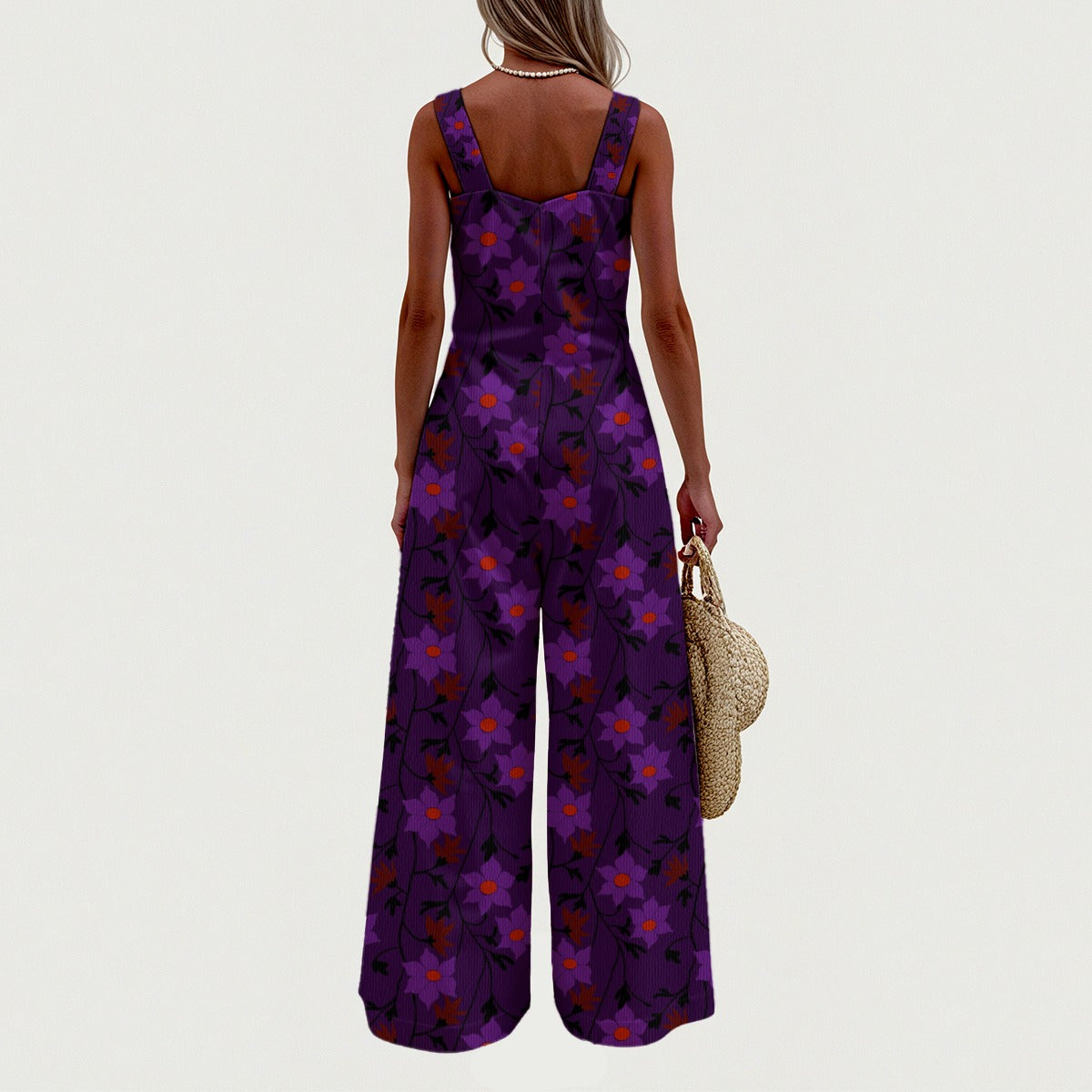 Winding Bloom in Velvet Hex Wide-Leg Jumpsuit