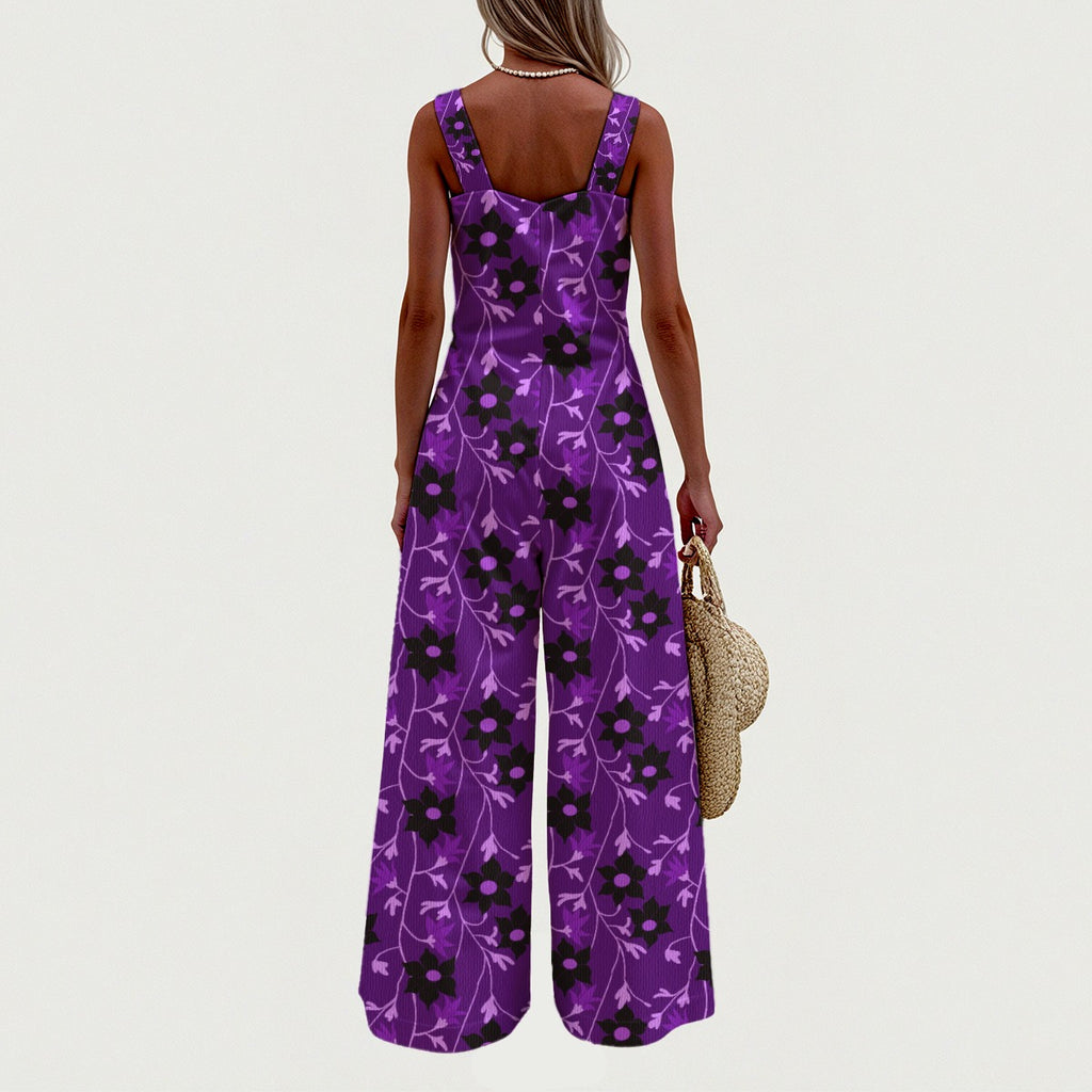 Winding Bloom in Witching Hour Wide-Leg Jumpsuit