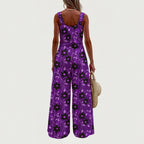 Winding Bloom in Witching Hour Wide-Leg Jumpsuit