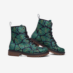 Lightweight leather-style boots with a clean minimalist design and everyday alternative fashion aesthetic. Casual combat boots with indie streetwear vibe, expressive queer friendly fashion, versatile unisex style, artsy alternative footwear, punk inspired casualwear, and comfortable statement shoes perfect for concerts, festivals, casual outfits, travel, streetwear looks, and everyday alternative wear.