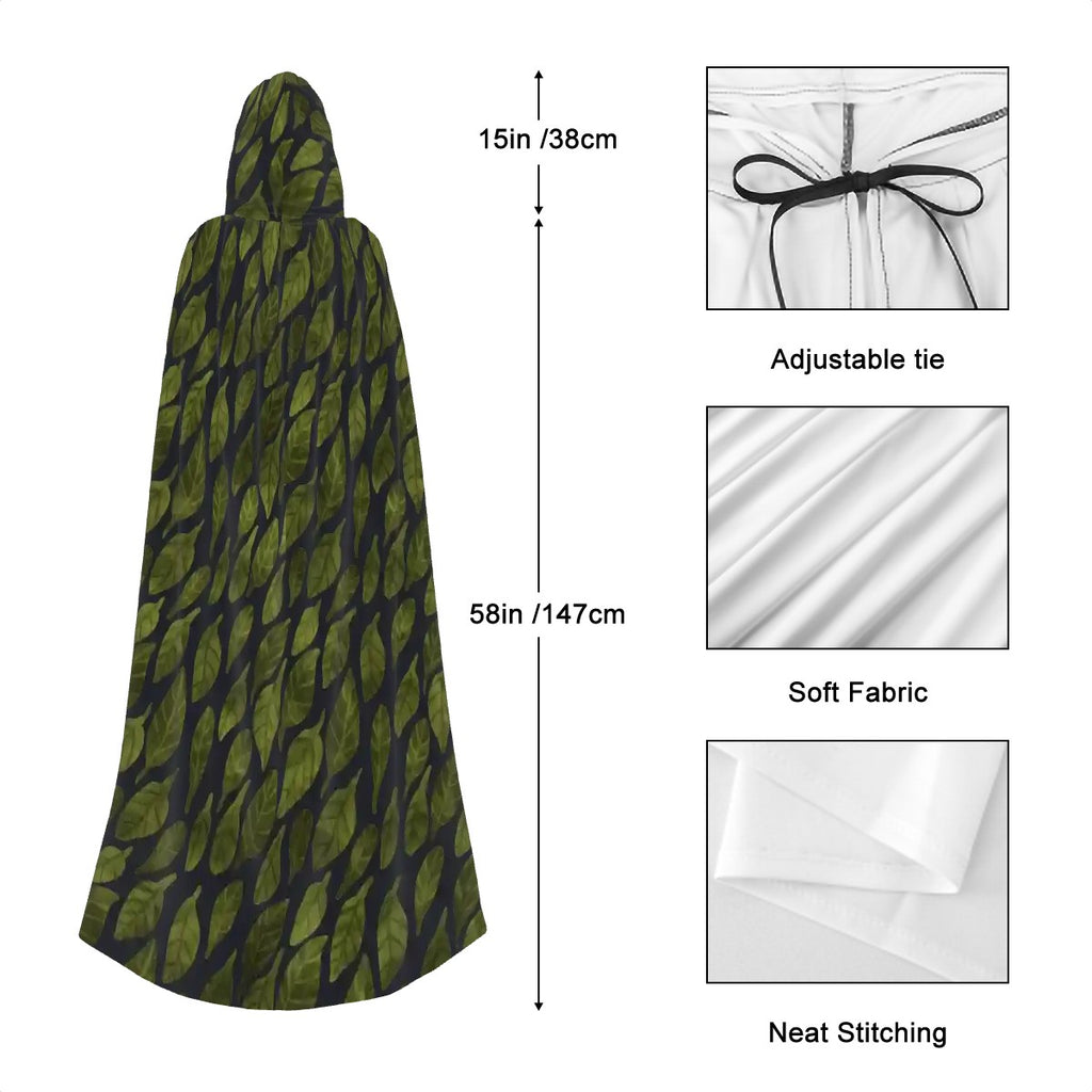 Leaf Drift Dark Hooded Cloak