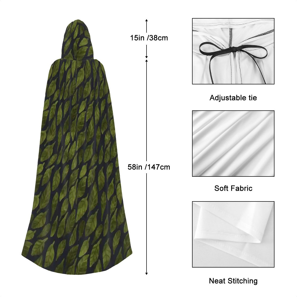 Leaf Drift Dark Hooded Cloak