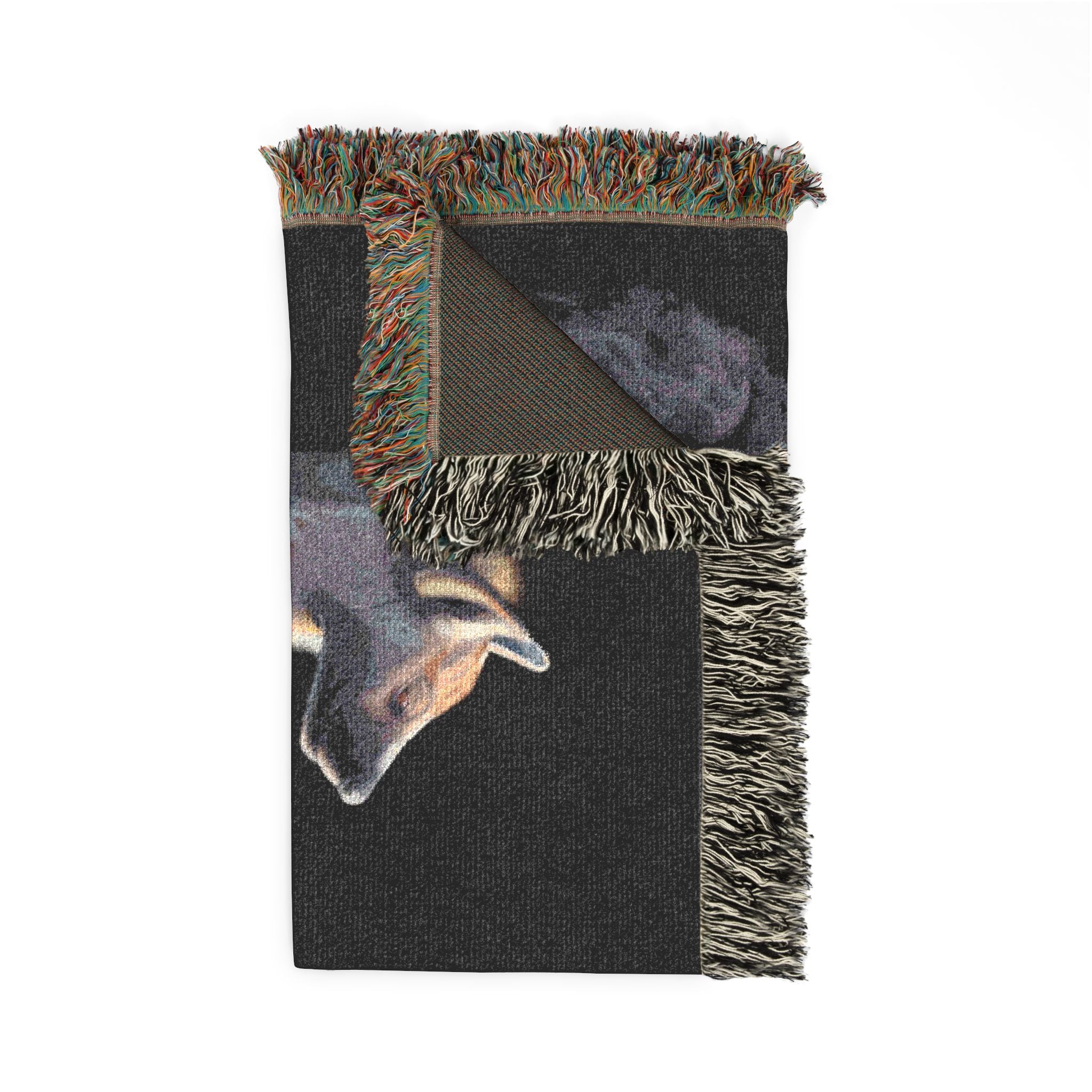 Woven blanket featuring illustrated hyena pups in a cozy wildlife-inspired design with warm earthy tones and detailed animal artwork. Soft statement blanket with nature lover aesthetic, safari inspired decor, whimsical wildlife art, maximalist home decor, indie illustration style, cozy cottagecore vibe, and expressive alternative decor perfect for bedrooms, reading nooks, couches, gifts, and colorful eclectic living spaces.