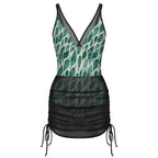 Leaf Drift Light One-Piece Swimsuit with Skirt