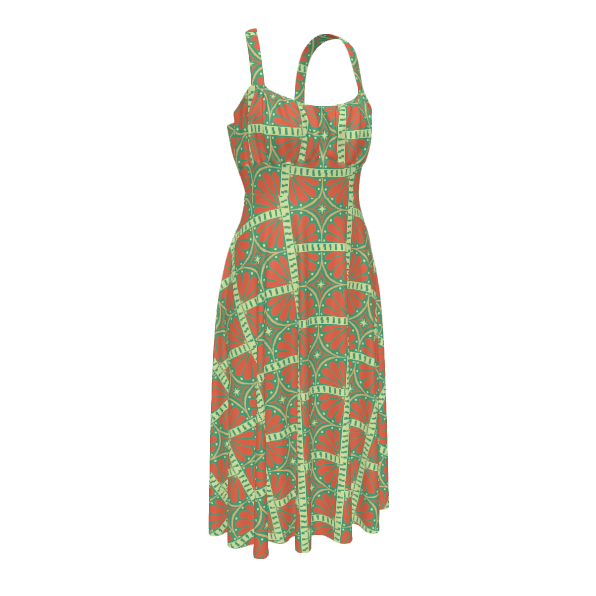 High-waist suspender dress with a soft flowy silhouette and feminine vintage-inspired design. Alternative fashion dress with indie streetwear aesthetic, cottagecore style, whimsical casualwear, expressive queer friendly fashion, artsy everyday outfit, retro inspired silhouette, and playful statement clothing perfect for brunch, vacations, festivals, casual outings, summer wear, and everyday alternative fashion.