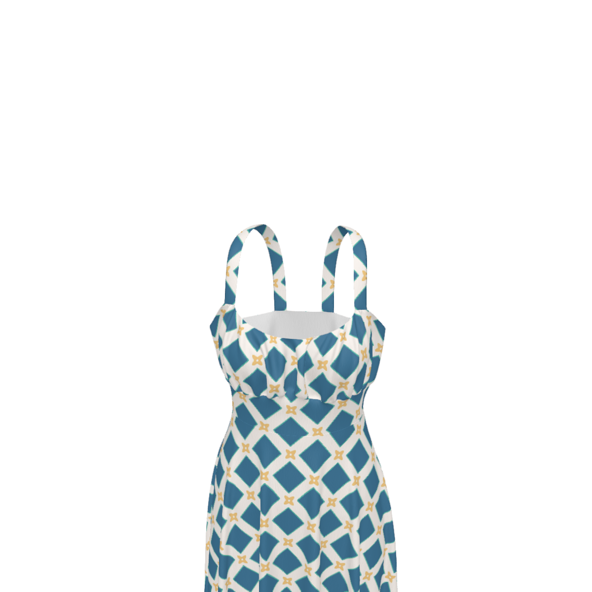 High-waist suspender dress featuring the Fleur Riviera pattern with ornate floral motifs and vintage-inspired botanical details in a colorful all-over print. Flowy statement dress with cottagecore aesthetic, folk art inspired fashion, whimsical maximalist style, expressive queer friendly fashion, artsy everyday wear, retro botanical design, and playful alternative clothing perfect for brunch, vacations, festivals, casual outings, summer wear, and creative everyday fashion.