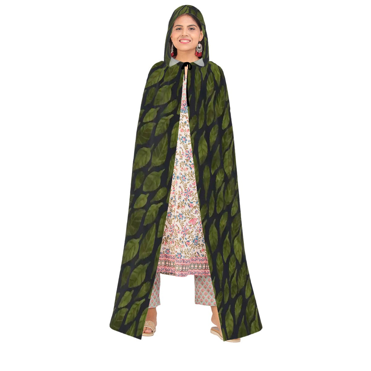 Leaf Drift Dark Hooded Cloak