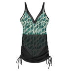 Leaf Drift Light One-Piece Swimsuit with Skirt