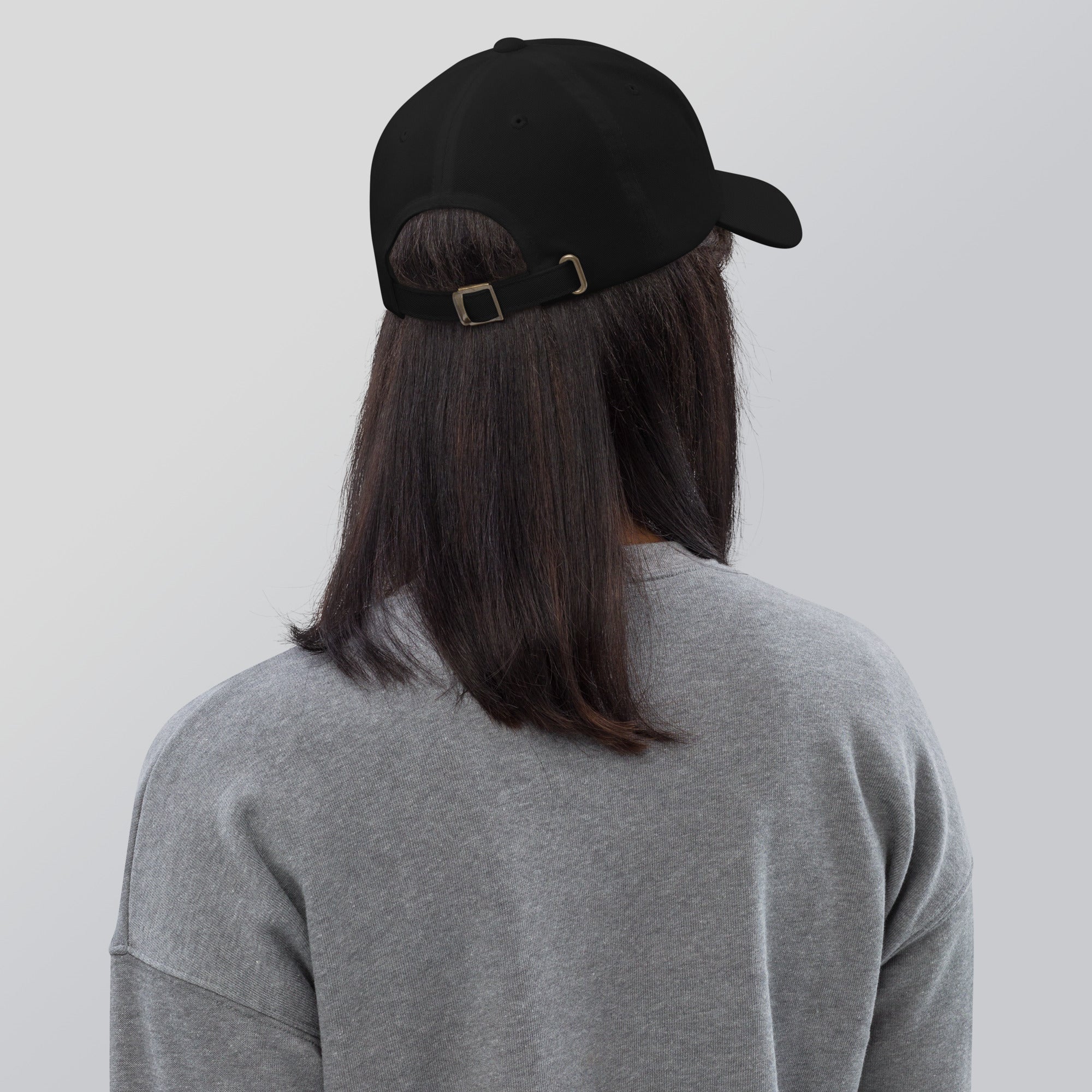 Black dad hat embroidered with the word ‘HAG’ in ornate vintage gothic lettering. Alternative fashion accessory with queer streetwear aesthetic, witchy fashion, sarcastic humor, feminist style, indie fashion, spooky cute apparel, gothic embroidery, punk inspired streetwear, adjustable baseball cap, casual everyday alternative outfit, internet humor fashion, artsy accessory, and edgy statement hat for concerts, festivals, casual wear, and alternative wardrobes.