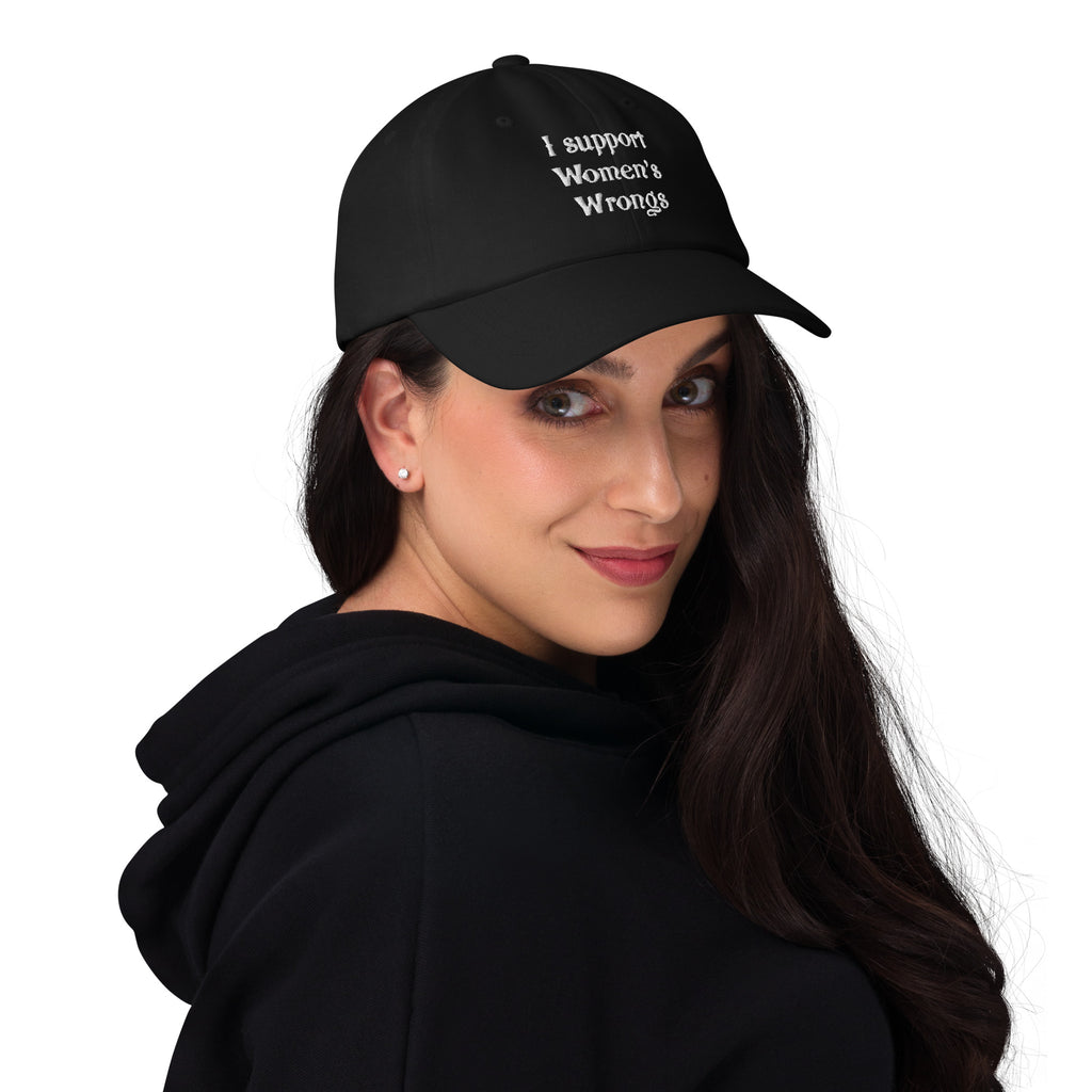 Alternative fashion baseball cap with feminist humor embroidery and adjustable strap