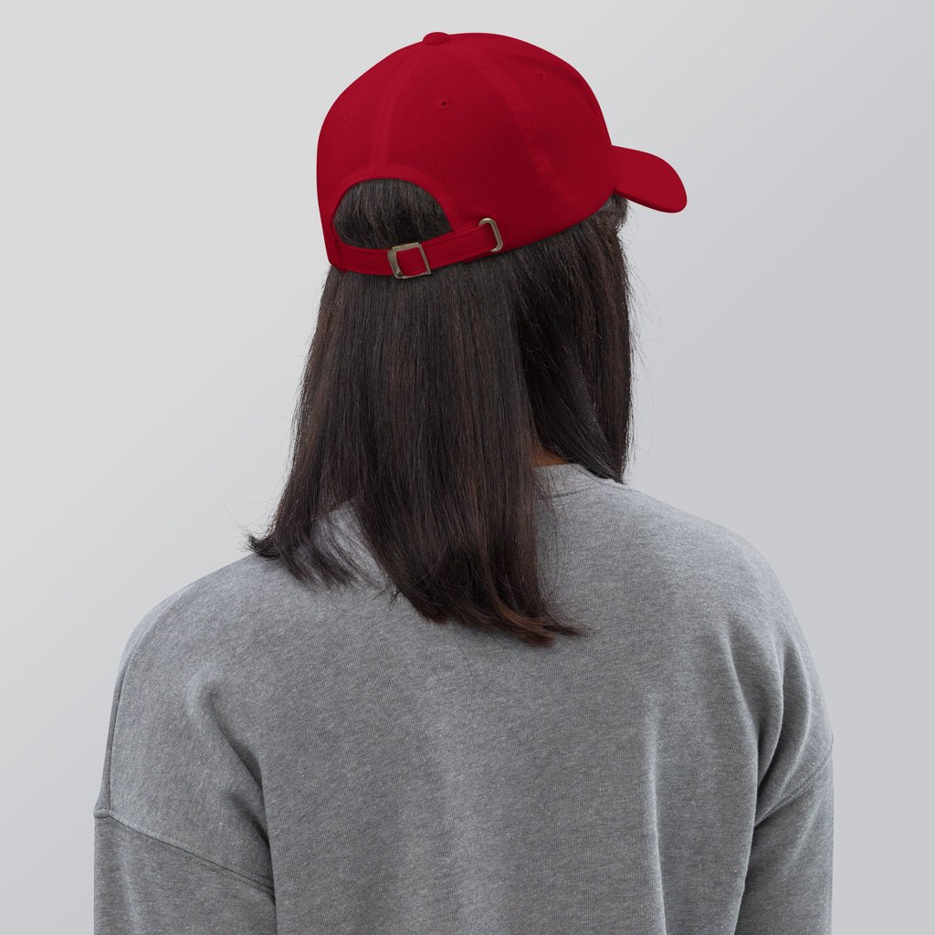 Black dad hat embroidered with the word ‘HAG’ in ornate vintage gothic lettering. Alternative fashion accessory with queer streetwear aesthetic, witchy fashion, sarcastic humor, feminist style, indie fashion, spooky cute apparel, gothic embroidery, punk inspired streetwear, adjustable baseball cap, casual everyday alternative outfit, internet humor fashion, artsy accessory, and edgy statement hat for concerts, festivals, casual wear, and alternative wardrobes.