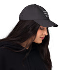 Alternative fashion baseball cap with feminist humor embroidery and adjustable strap