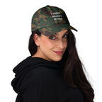 Alternative fashion baseball cap with feminist humor embroidery and adjustable strap