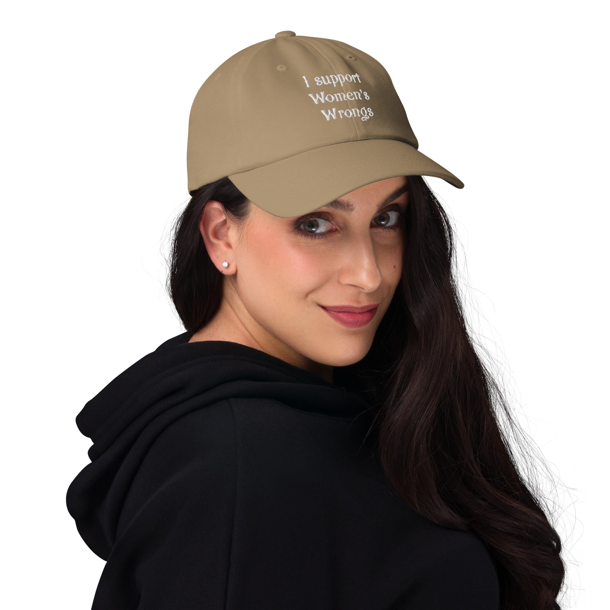 Alternative fashion baseball cap with feminist humor embroidery and adjustable strap