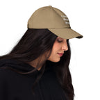 Alternative fashion baseball cap with feminist humor embroidery and adjustable strap