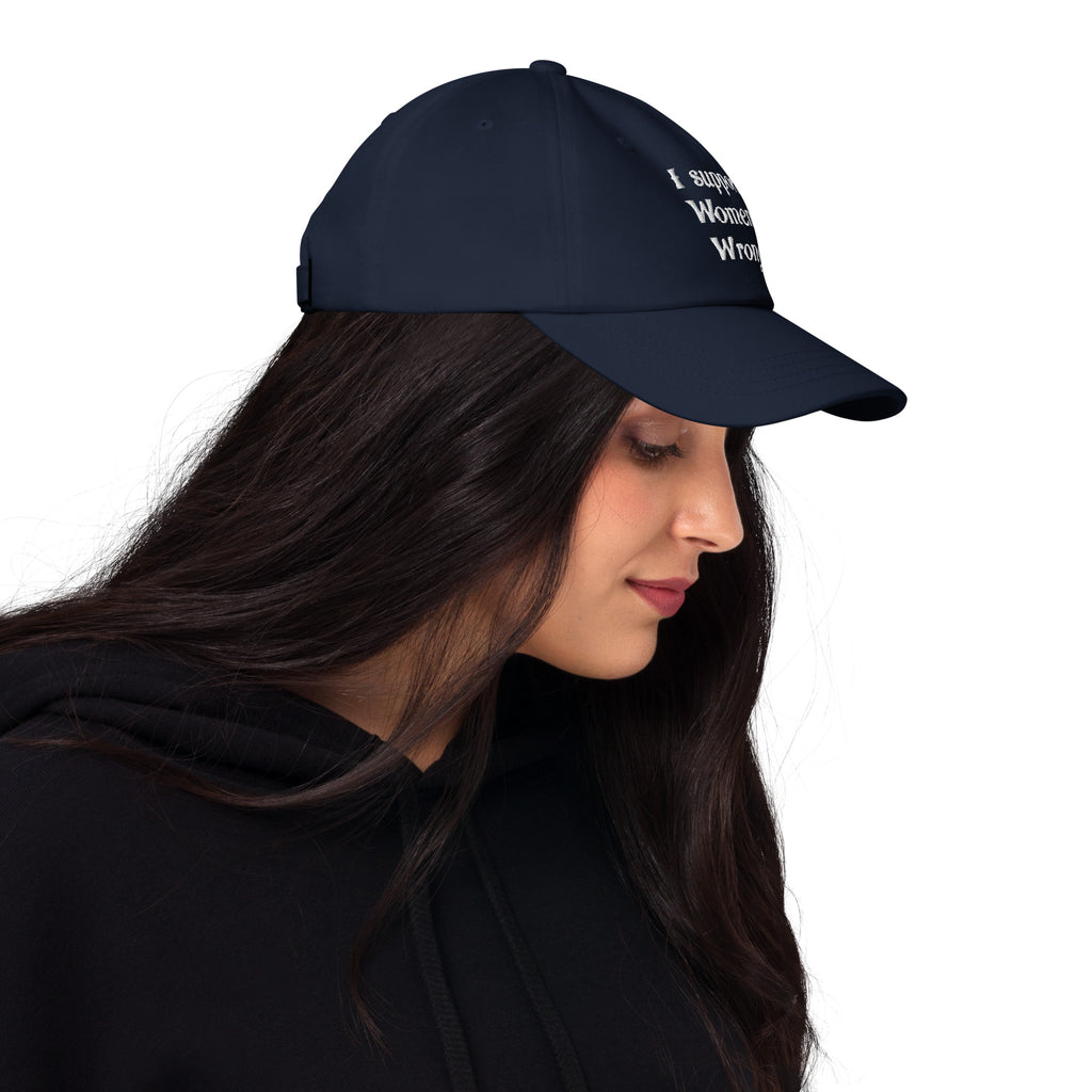 Alternative fashion baseball cap with feminist humor embroidery and adjustable strap