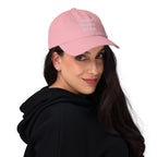 Alternative fashion baseball cap with feminist humor embroidery and adjustable strap