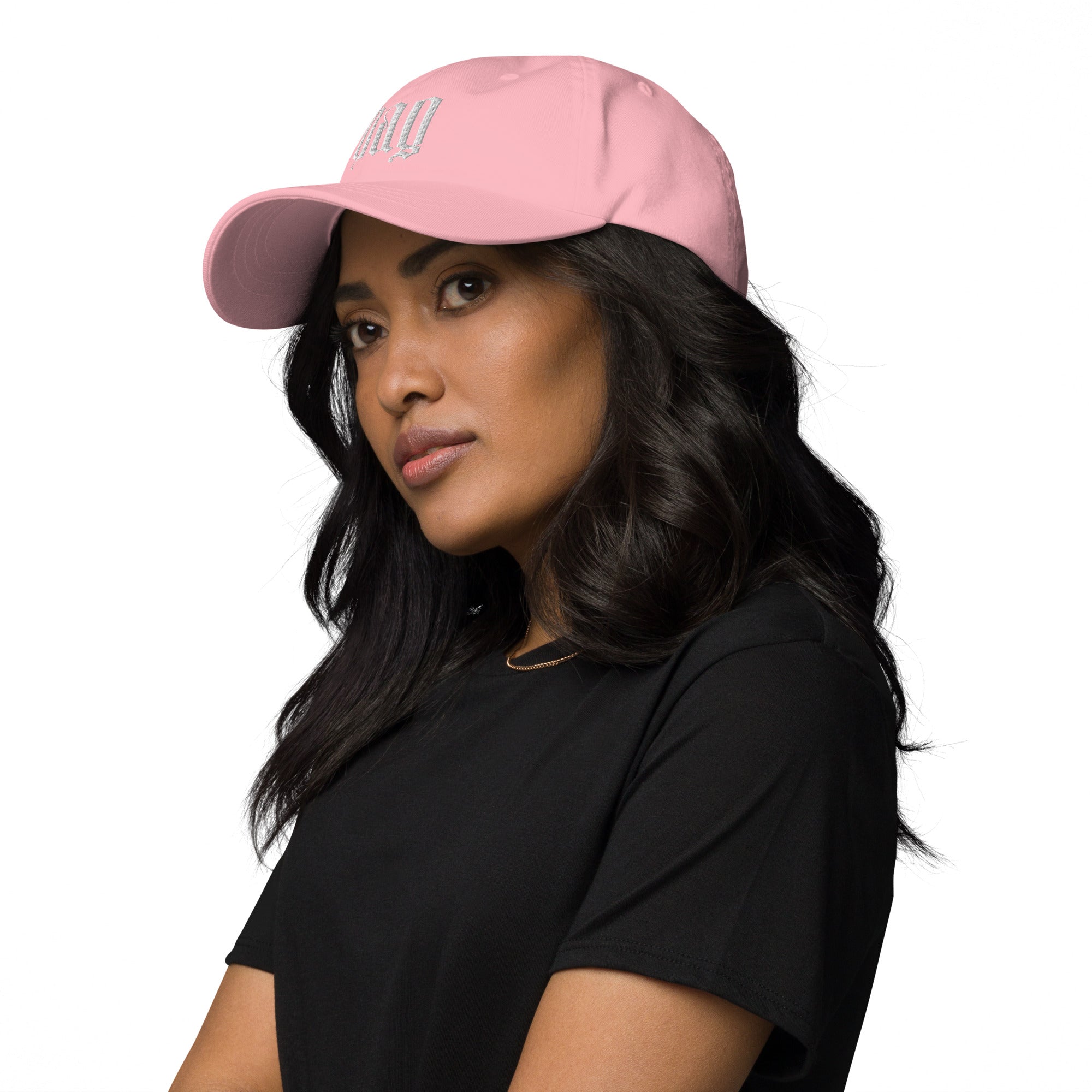 Black dad hat embroidered with the word ‘HAG’ in ornate vintage gothic lettering. Alternative fashion accessory with queer streetwear aesthetic, witchy fashion, sarcastic humor, feminist style, indie fashion, spooky cute apparel, gothic embroidery, punk inspired streetwear, adjustable baseball cap, casual everyday alternative outfit, internet humor fashion, artsy accessory, and edgy statement hat for concerts, festivals, casual wear, and alternative wardrobes.
