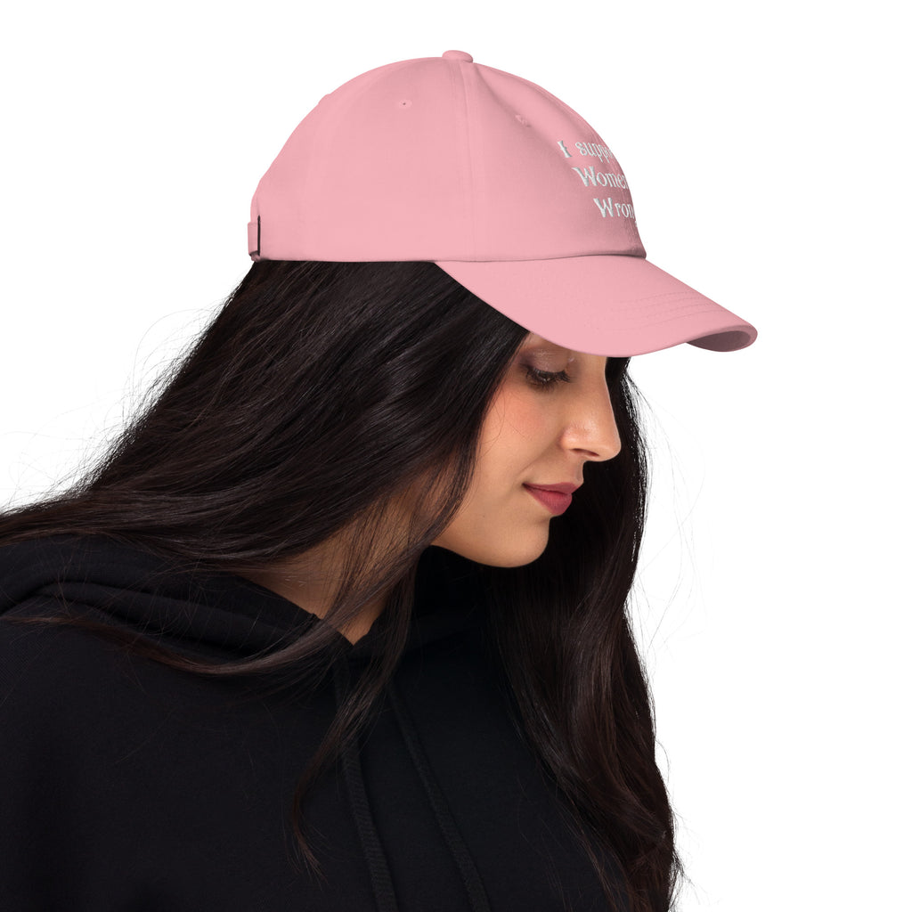 Alternative fashion baseball cap with feminist humor embroidery and adjustable strap