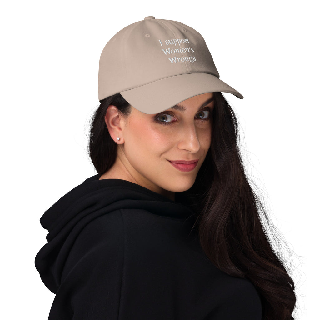 Alternative fashion baseball cap with feminist humor embroidery and adjustable strap