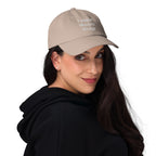 Alternative fashion baseball cap with feminist humor embroidery and adjustable strap