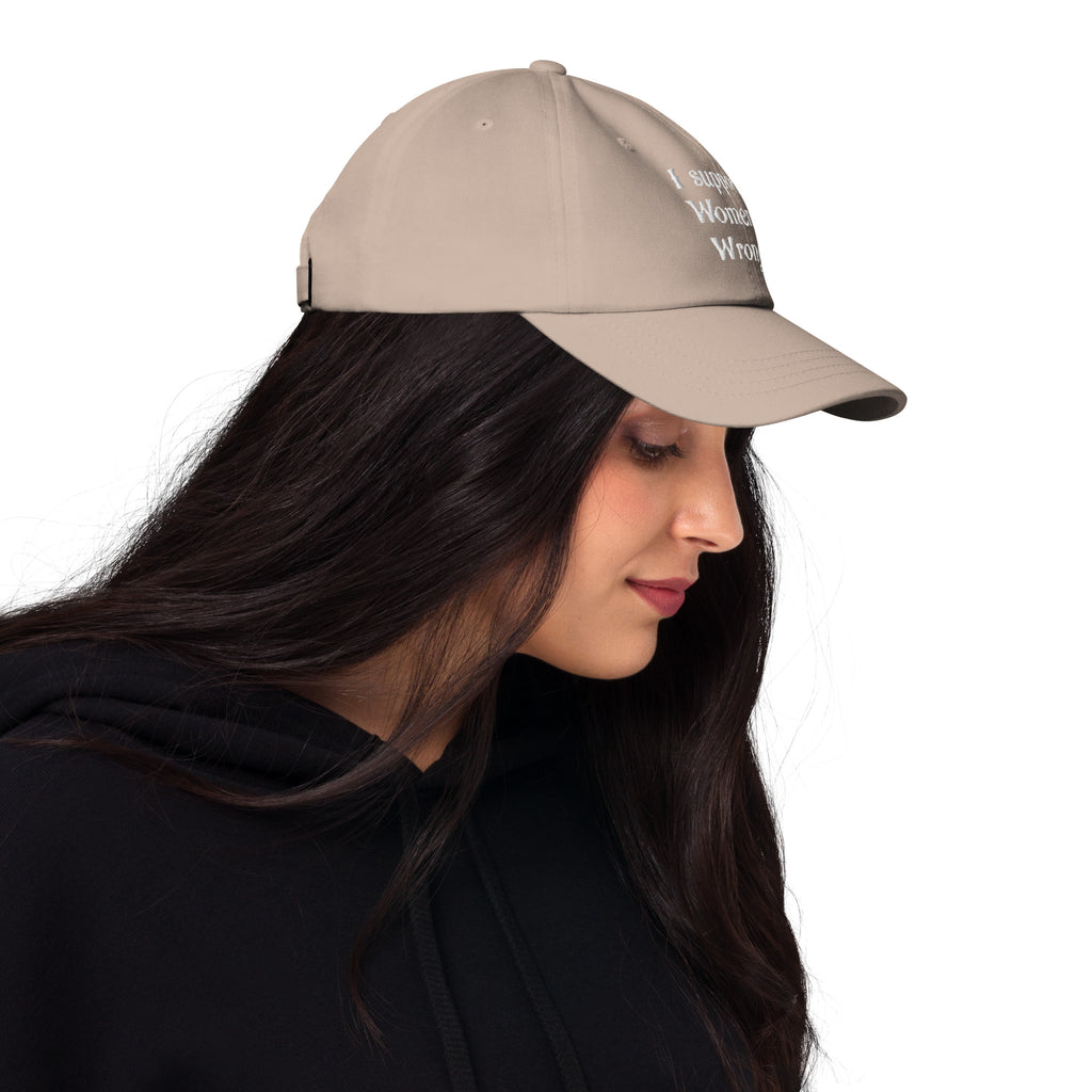 Alternative fashion baseball cap with feminist humor embroidery and adjustable strap