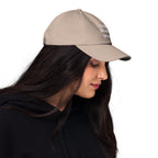 Alternative fashion baseball cap with feminist humor embroidery and adjustable strap
