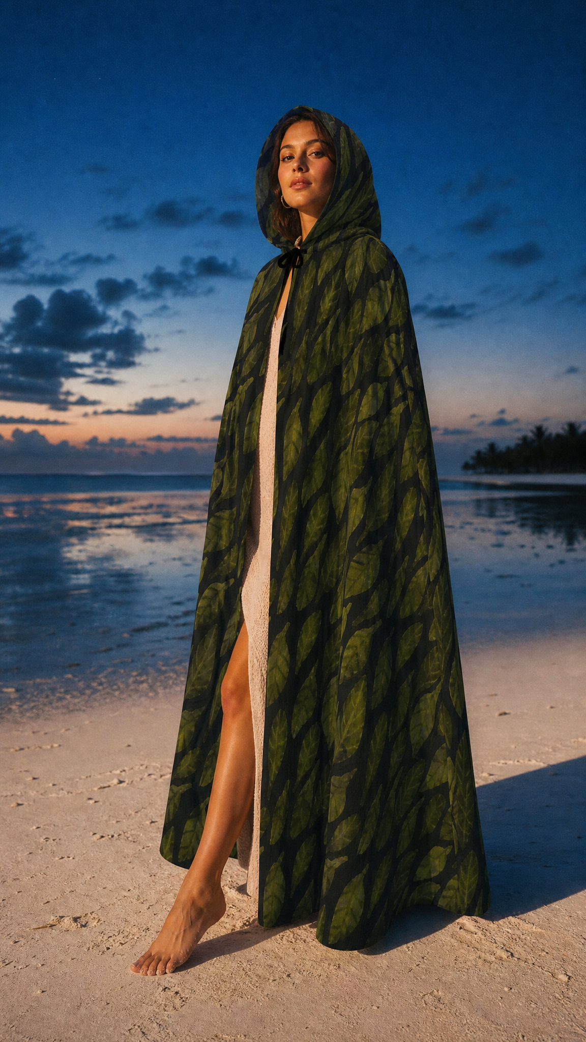 Leaf Drift Dark Hooded Cloak