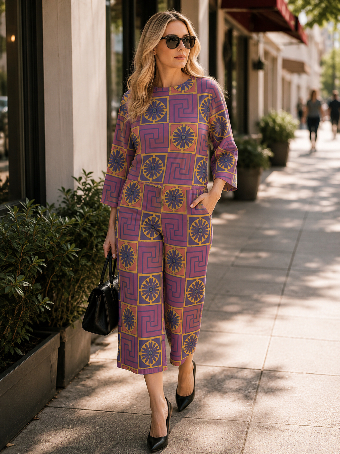 Petal Circuit in Disco Fig 3/4 Sleeve