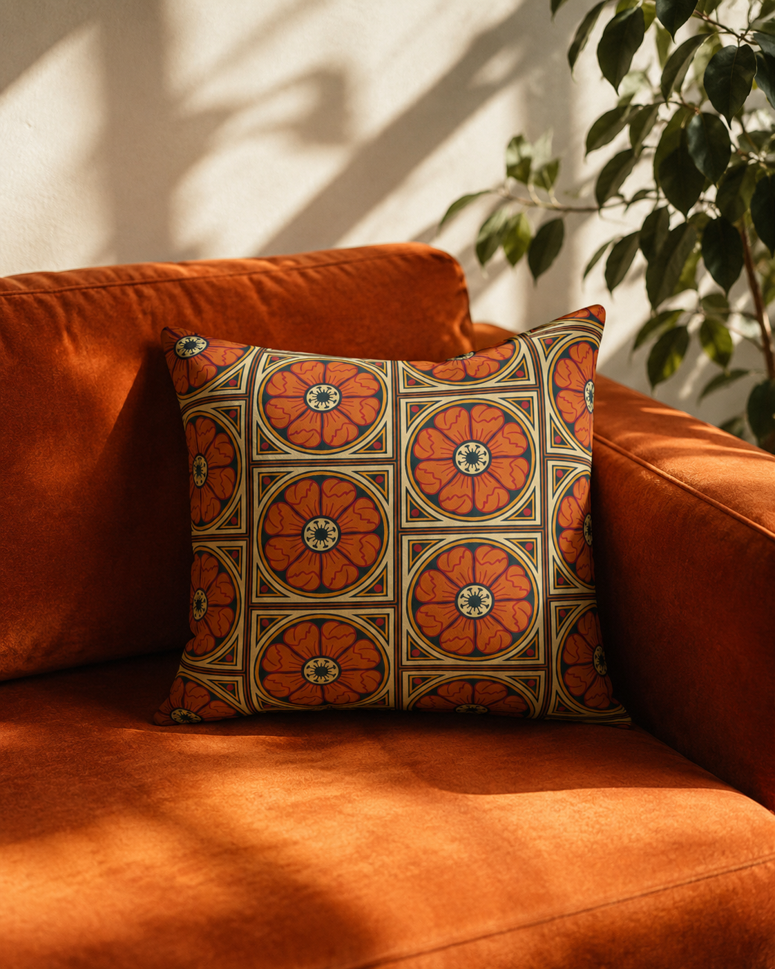 Almohada decorativa Heritage Rosette en forma de corazón de terracota