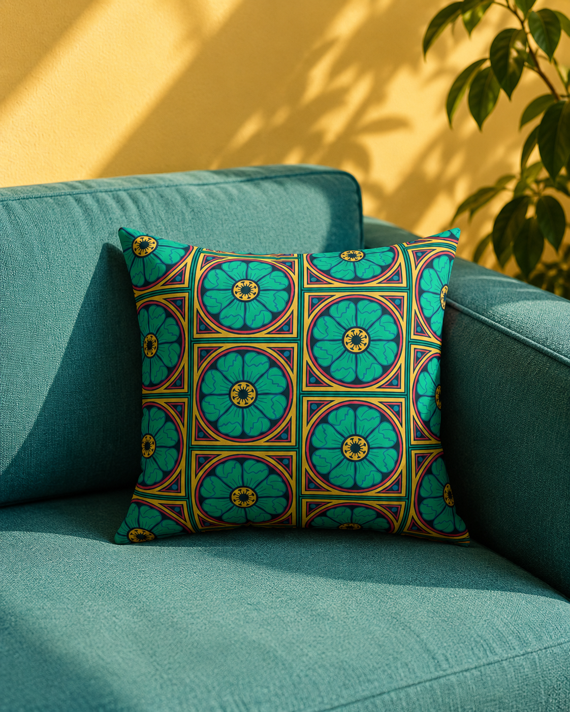 Cojín decorativo Heritage Rosette en Lagoon Pop