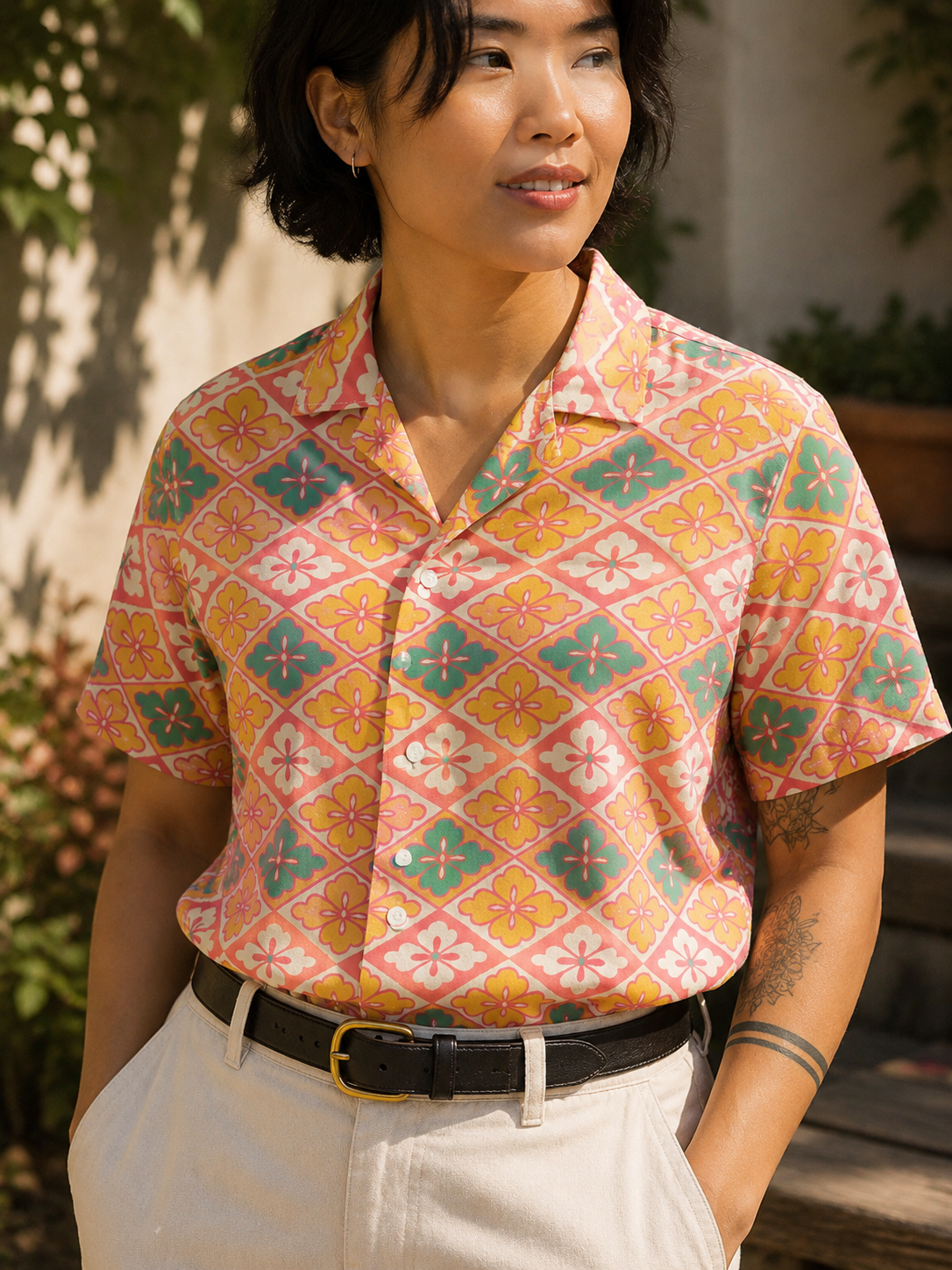 Bloomgrid in Candy Cabana Button Down Shirt