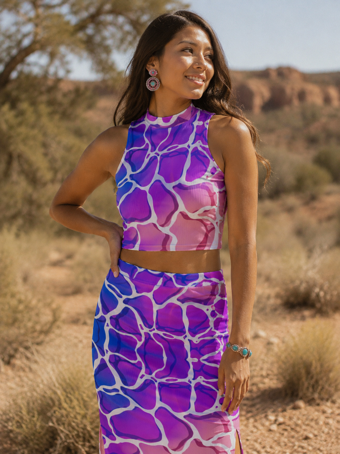 Conjunto de top y falda Bisexual Lighting Waterscape