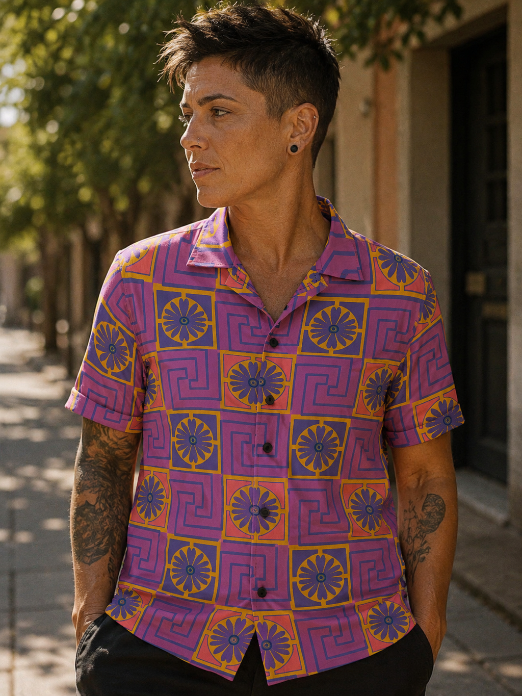 Circuito Petal en camisa abotonada Disco Fig
