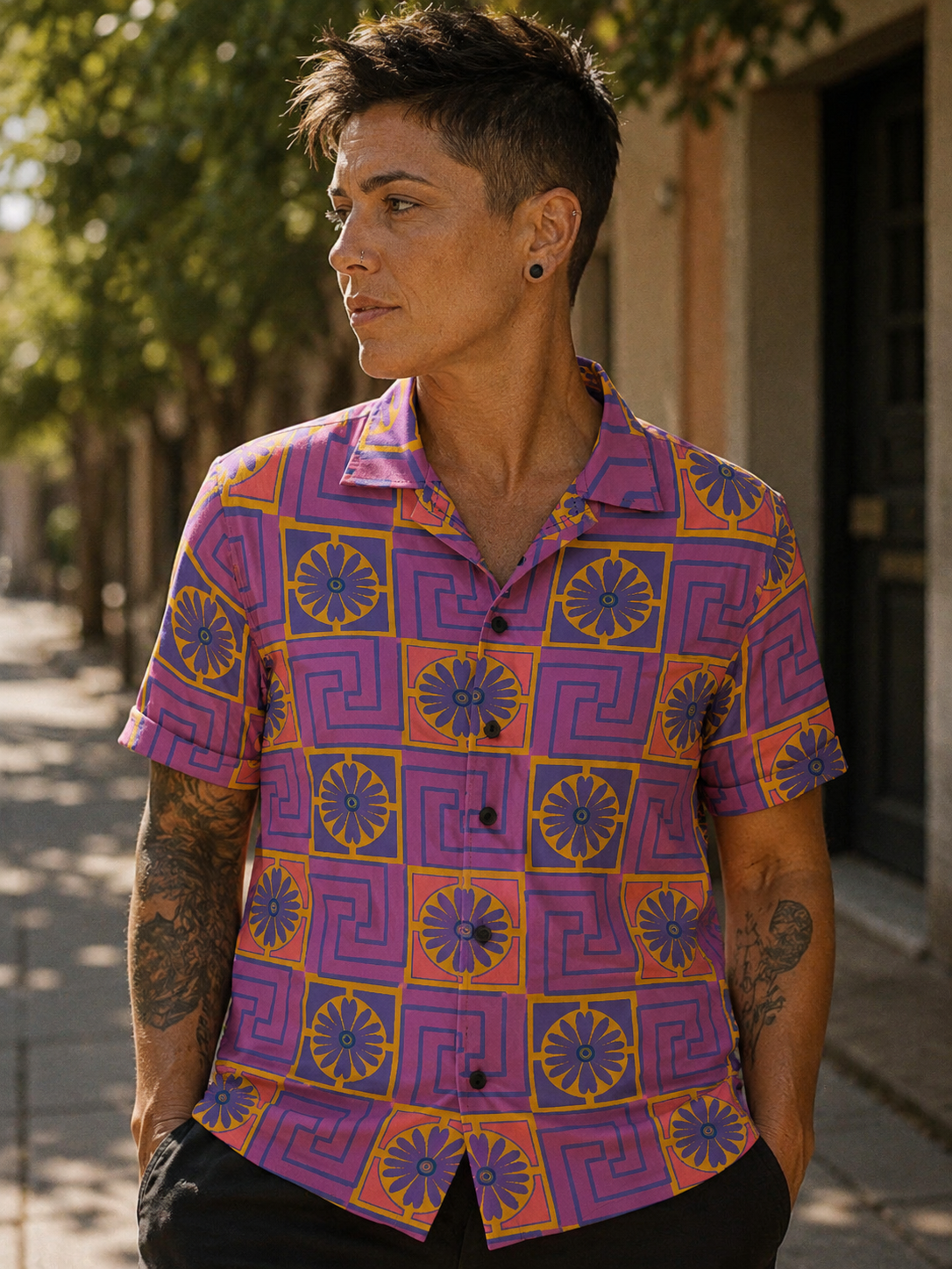 Circuito Petal en camisa abotonada Disco Fig