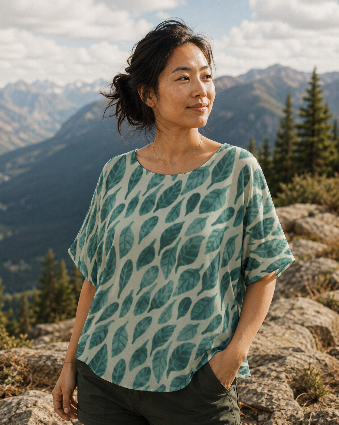 Leaf Drift Light Bat Sleeve Shirt