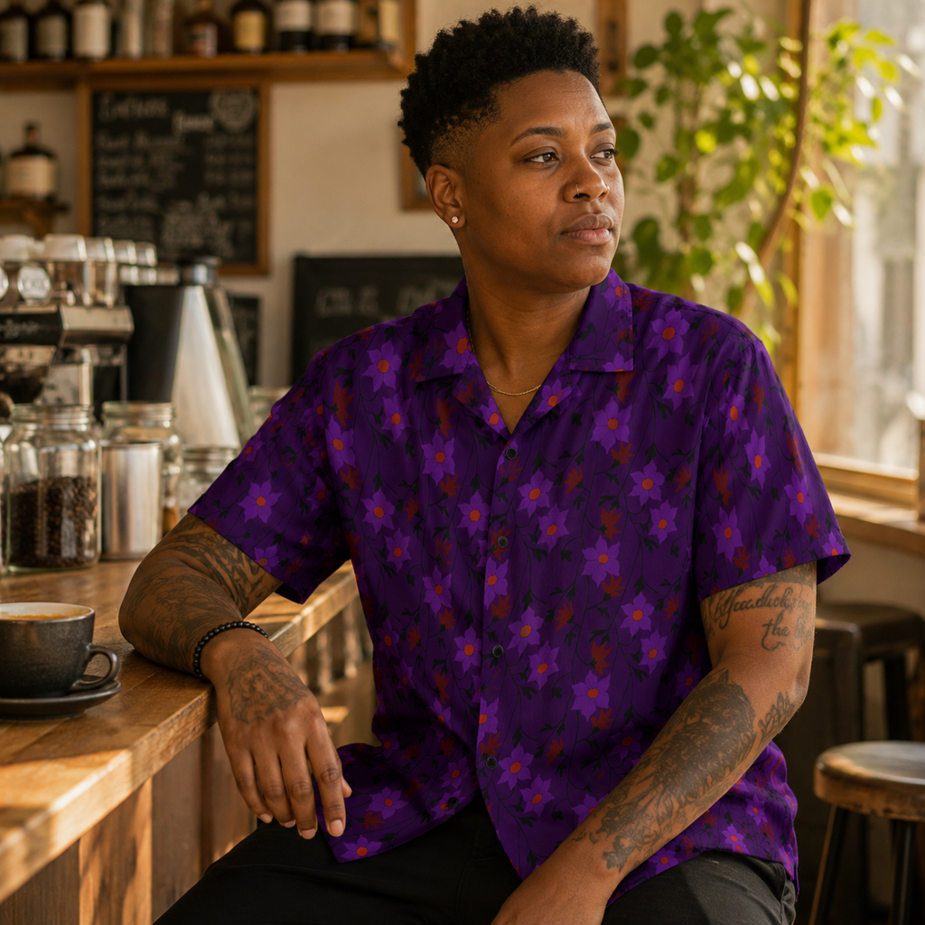 Winding Bloom in Velvet Hex Button Down Shirt